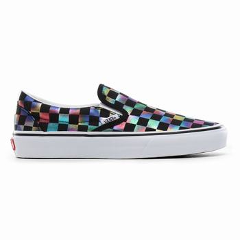 Női Vans Iridescent Check Classic Slip-on Cipő VA2930456 Fekete/Fehér